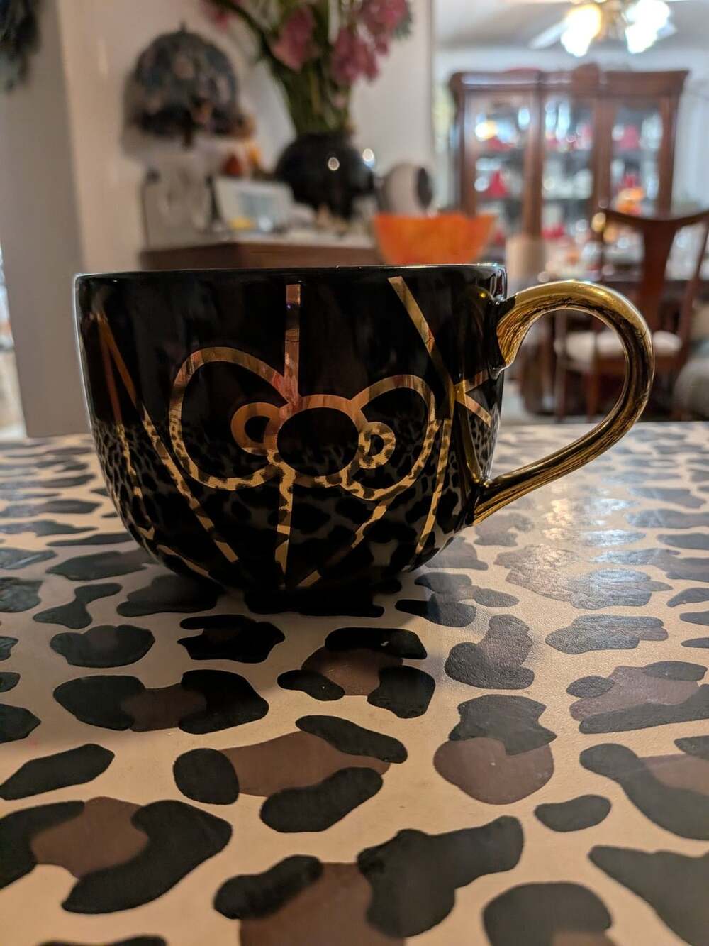 Sanrio Hello Kitty Leopard Gold Ceramic Coffee Mug Cup